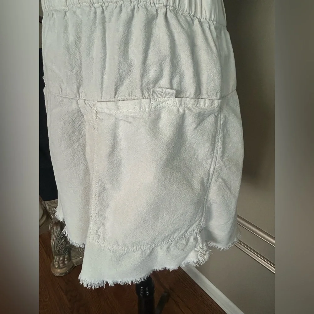 Free People Ivory Linen Blend Frayed Hem Pull On Mini Skirt Women’s XS